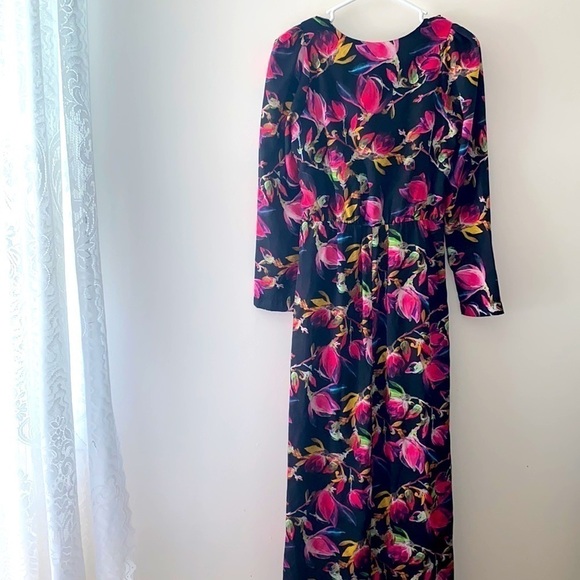 DELFI Collective Black Pink Floral Tie Front Lindsay Dress - Picture 11 of 12